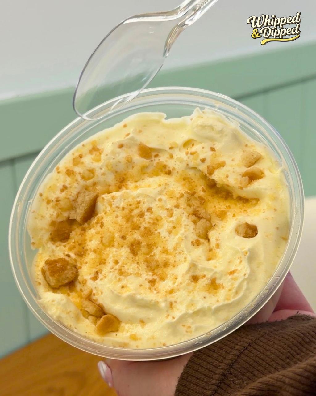 Fresh banana pudding in a clear cup