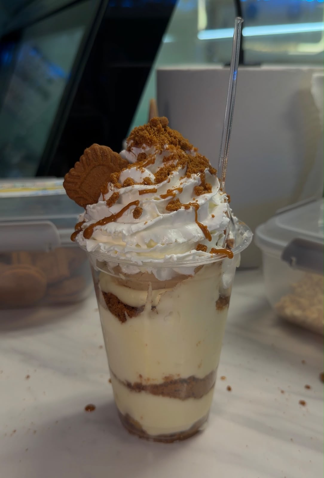 Biscoff layered pudding cup